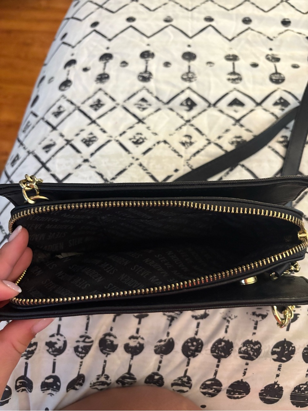 Steve Madden Black Crossbody Pouch with Gold Hardware